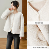 可风各短外套510012P149K238.4羊羔毛圆领外套，女装短外套，可风各