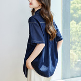 可风各牛仔衬衫53092P85K136工装牛仔蓝衬衫女短袖，女装衬衫，可风各