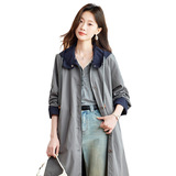 棉茧撞色连帽两面穿风衣外套女2025秋季新款简约百搭设计感上衣，女装风衣，可风各