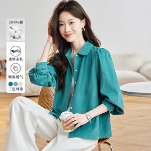 可风各长袖衬衫57079P73K116.8灯芯绒长袖衬衫女秋季新款，女装衬衫，可风各