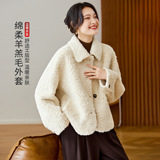 可风各羊羔毛外套510046P189K302.4翻领羊羔毛外套，女装短外套，可风各