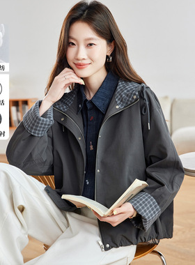 可风各短风衣58017P219K350.4连帽风衣外套女2025秋季