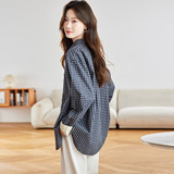 可风各长袖衬衫58055P108K172.8格纹长袖衬衫女，女装衬衫，可风各