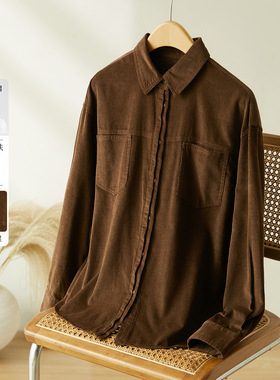 可风各长袖灯芯绒衬衫57085P89K142.4气质洋气百搭双门襟上衣
