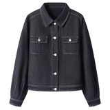 可风各棉衣59076P177K283.2加厚款短款水洗牛仔外套衬衣，女装棉衣/棉服，可风各