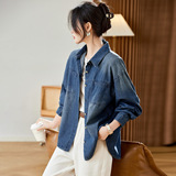 可风各牛仔衬衫58108P90K144复古牛仔衬衫外套女，女装衬衫，可风各
