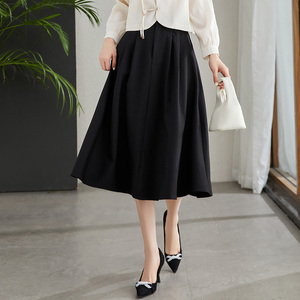廠家直銷高腰顯瘦半身裙2025新款氣質(zhì)中長裙子通勤百搭A字裙傘裙圖片