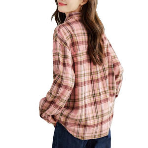 新款寬松格子襯衫女長(zhǎng)袖百搭休閑襯衣時(shí)尚潮流圖片