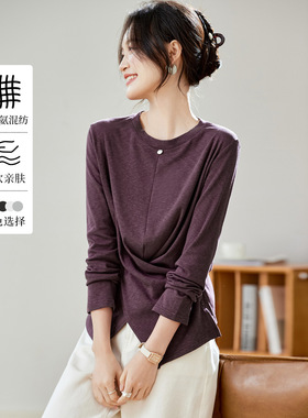 可风各长袖打底58785P69K110.4紫色T恤衫女长袖2025秋冬装新款