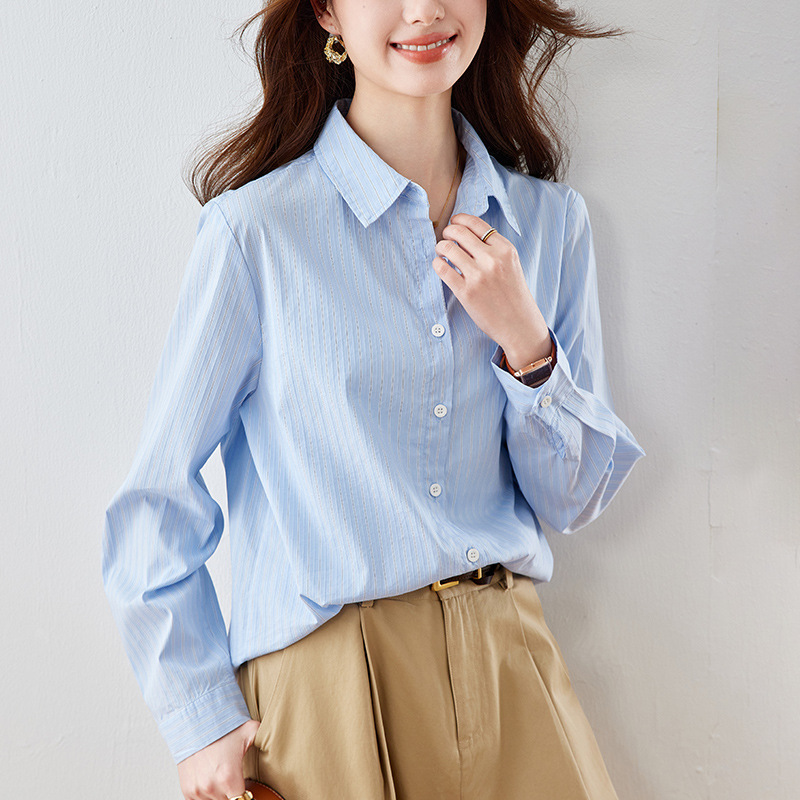 可风各蓝条纹衬衫53021P74K118.4高级感女式通勤衬衣，女装衬衫，可风各