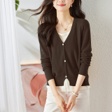 时尚V领假两件针织衫显瘦短款开衫毛衣设计感小众女装，女装针织衫/毛衣，可风各