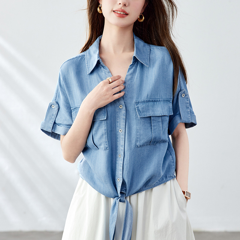 可风各衬衫54063P70K112天丝莱赛尔衬衫女短袖，女装衬衫，可风各