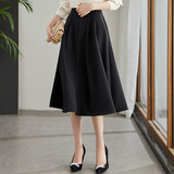 厂家直销高腰显瘦半身裙2025新款气质中长裙子通勤百搭A字裙伞裙，女装半身裙，可风各