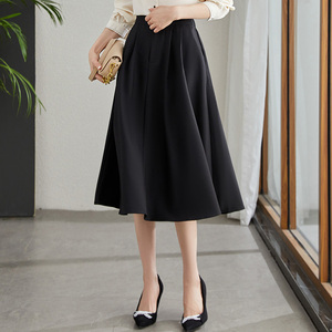 厂家直销高腰显瘦半身裙2025新款气质中长裙子通勤百搭A字裙伞裙，女装半身裙，可风各