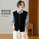 可风各针织马甲510032P40K64针织马甲背心韩版简约无袖款，女装马甲，可风各