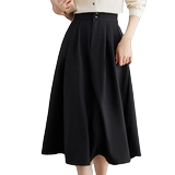 厂家直销高腰显瘦半身裙2025新款气质中长裙子通勤百搭A字裙伞裙，女装半身裙，可风各