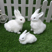 仿真兔子毛绒玩具摆件兔子公仔模型假兔子摆件拍照道具摆件家居饰