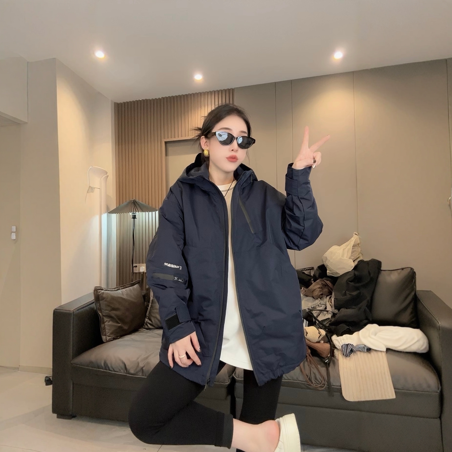 二棉衣连帽欧货设计感高端冲锋衣