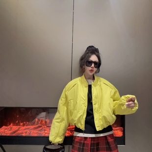 欧货飞行夹克二棉衣女时尚减龄小个子棒球服2026春新品加棉短外套