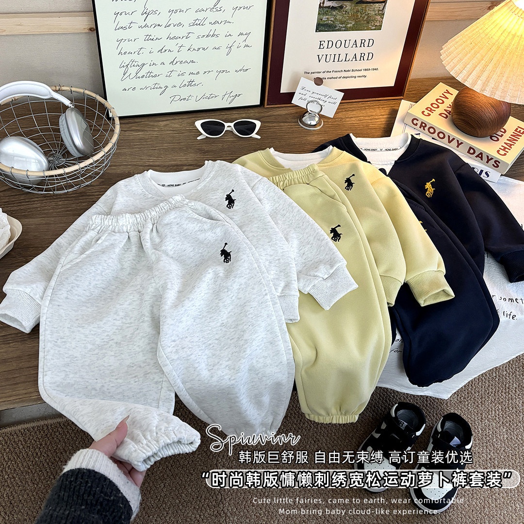 儿童卫衣套装春秋装男童女童长袖长裤中大童运动套头衫两件套童装