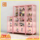 粉色玻璃展示柜双开门收纳柜乐高积木玩具陈列柜手办柜盲盒展示架