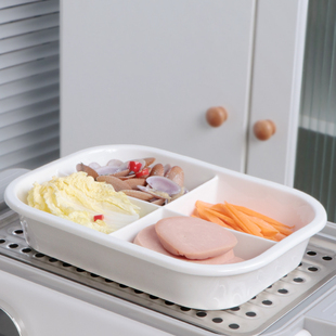 蒸锅陶瓷分格加深盘四格分餐可微波炉加热上班族分隔盘学生早餐盘