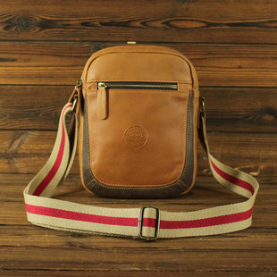 新款男士真皮单肩包斜挎包男款复古撞色牛皮包休闲包背包手机包