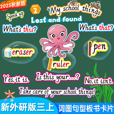 2025新外研3上单词句子板书卡片
