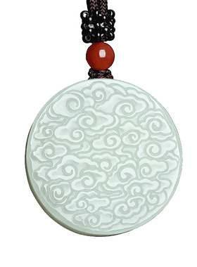 天然新疆和田玉平安牌吊坠白玉祥云平安玉器玉佩玉石饰品项坠项链