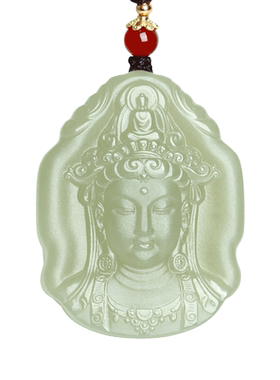 和田玉渡母观音菩萨吊坠挂件玉佩