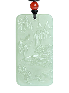 和田玉山水牌平安牌挂件男女玉佩