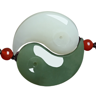 新疆天然和田玉白玉太极吊坠男女情侣款龙凤玉佩转运玉石饰品