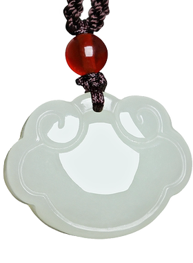 新疆和田玉长命锁如意保平吊坠