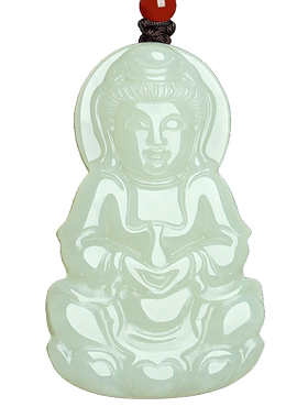 和田玉观音菩萨吊坠男款玉石项链