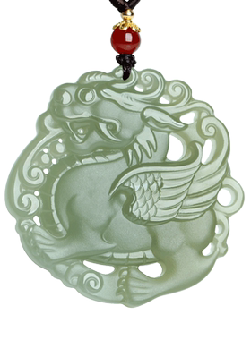 和田玉麒麟献瑞玉吊坠挂件玉佩