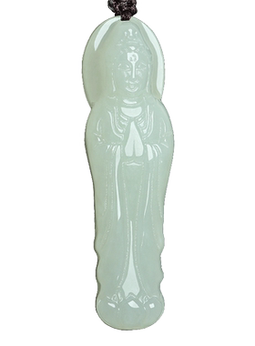 和田玉观音菩萨吊坠玉石项链男款