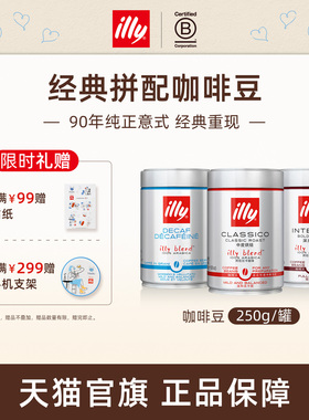 illy意利咖啡 100%阿拉比卡咖啡豆大师拼配250g 原装进口氮气锁鲜