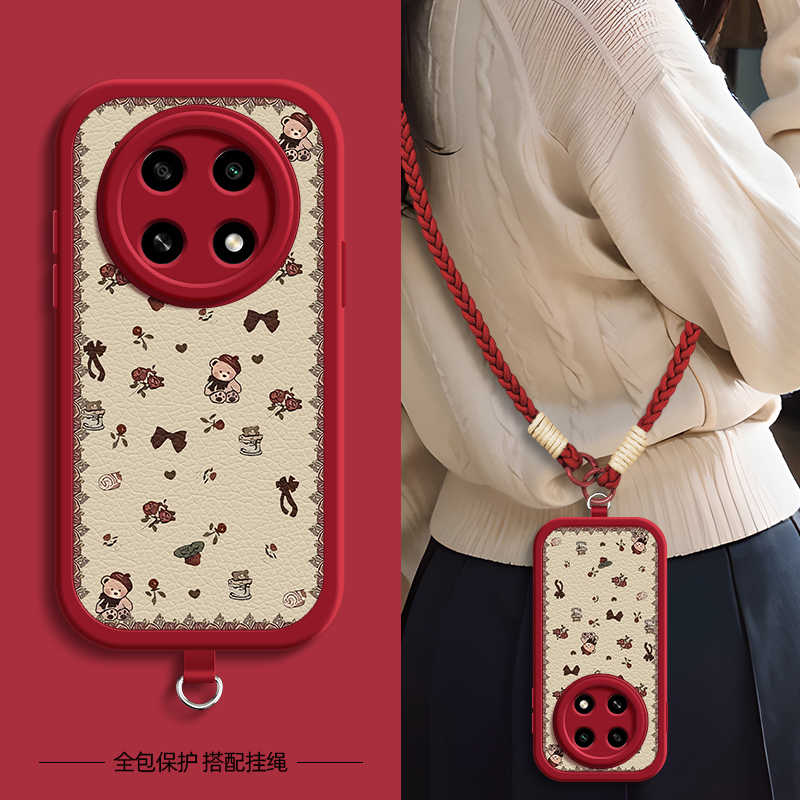 适用OPPOA6pro手机壳A5pro玫瑰小熊OPPOA3活力版OPPOA2/97带挂绳A11X/55/56保护套A72/53/95女A93新款A9外壳