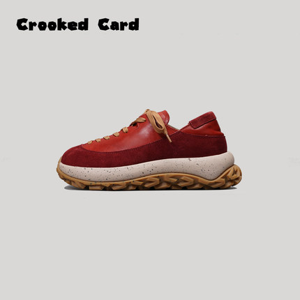 CROOKED CARD 26S水洗马皮日系复古做旧厚底勃肯鞋男女情侣增高鞋