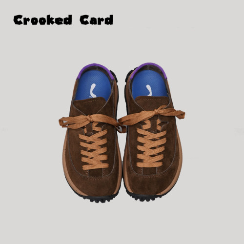 CROOKED CARD 秋冬联名款厚底勃肯鞋 一脚蹬懒人鞋日系复古休闲鞋
