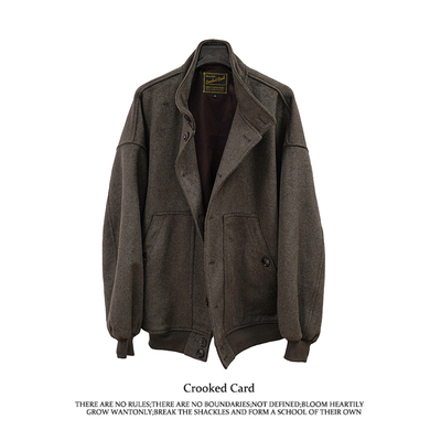 Crooked Card 歪牌设计师 2024秋冬新款羊毛毛呢子外套女休闲情侣