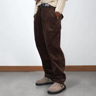 男宽松九分裤 重磅休闲长裤 子 Card歪牌设计师灯芯绒小锥裤 Crooked