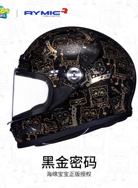 RYMIC睿觅复古头盔摩托车全盔男女机车四季3C认证安帽海绵宝宝V80