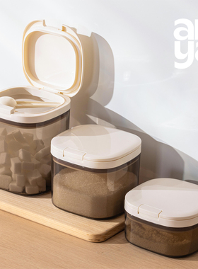 安雅白糖储存罐避光食品级带勺冰黄黑红砂糖收纳盒密封防潮家专用