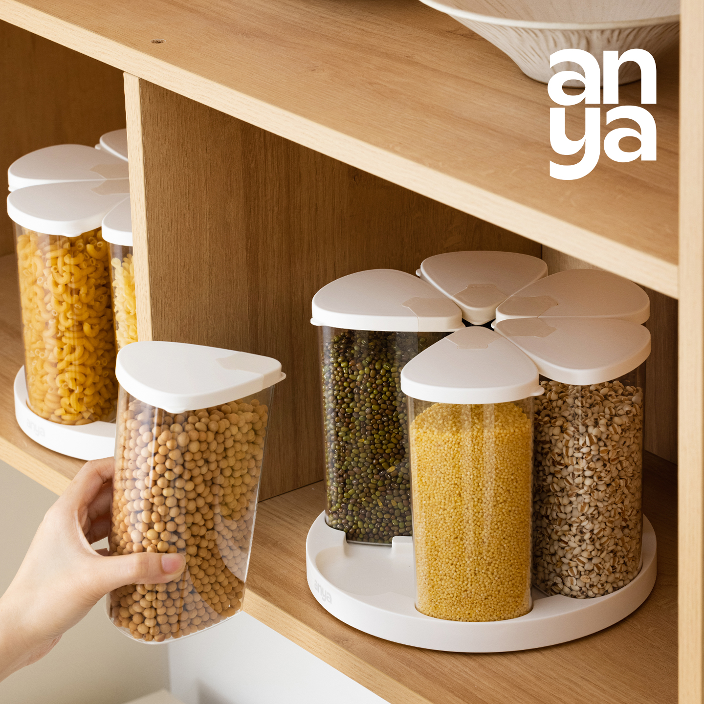 安雅旋转杂粮罐五谷收纳密封