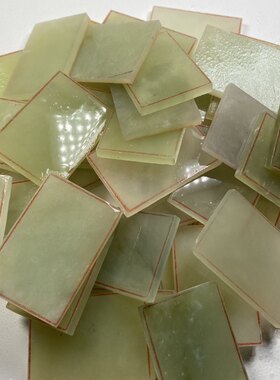 天然岫玉方片批玉石边角料镯芯玉雕练手入门练手平安无事玉牌4X6