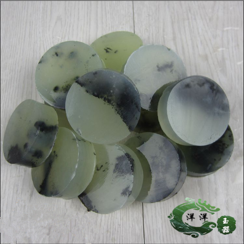 纯天然正品a货玉石原石岫玉水墨丹青水草飘花镯心手镯芯