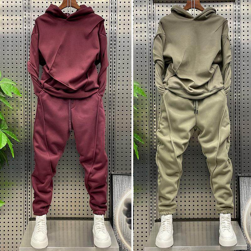 网红同款纯色韩版两件套情侣百搭运动休闲套装潮流春秋男卫衣卫裤