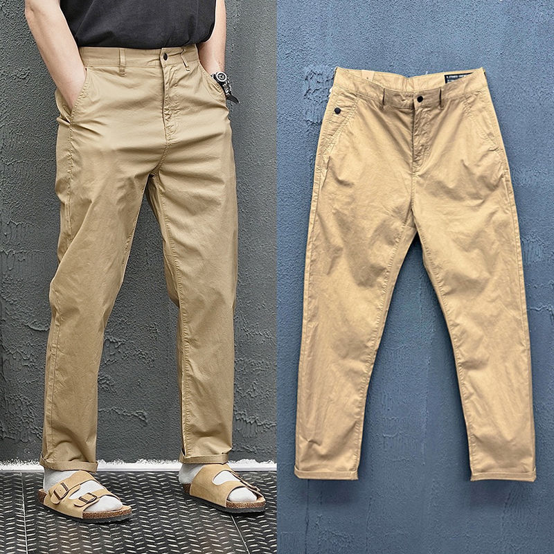 2025夏季款纯棉9九分裤潮男纯色休闲西装裤韩版锥形修身男士裤子