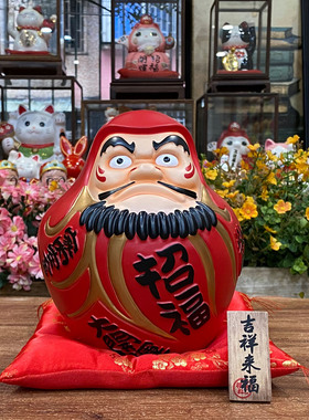 日式开运必胜达摩摆件开业送礼